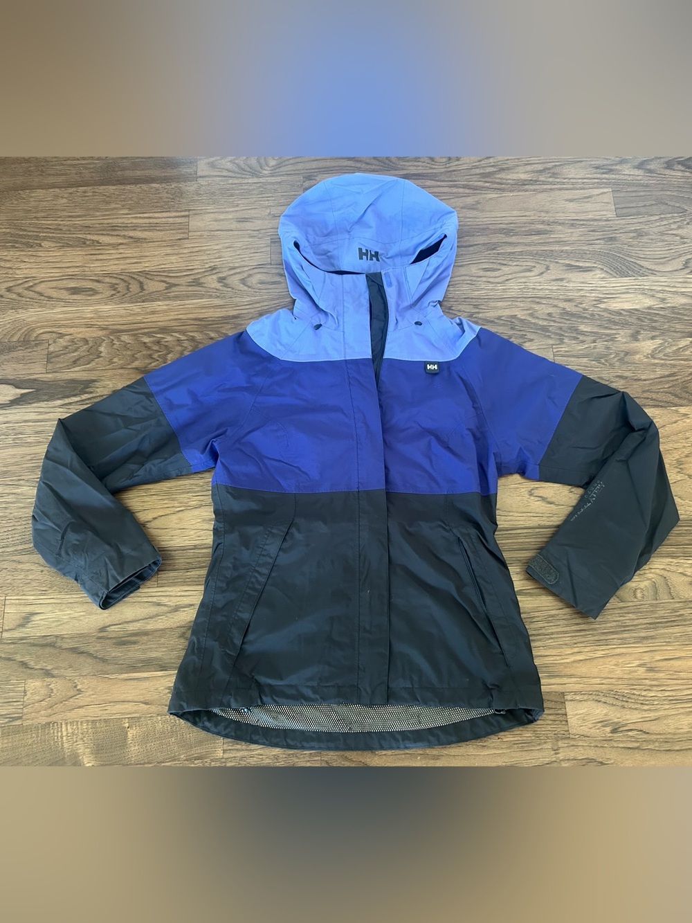 Helly Hansen Colorblock Hooded Rain Jacket - Purple/Blue & Black